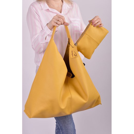 Shopper bag Designs Fashion matowa duża bez dodatków skórzana 