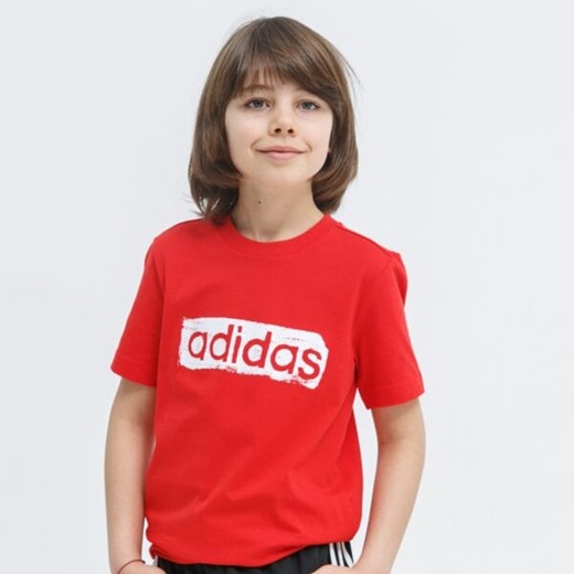 T-shirt chłopięce Adidas czerwony z krótkimi rękawami