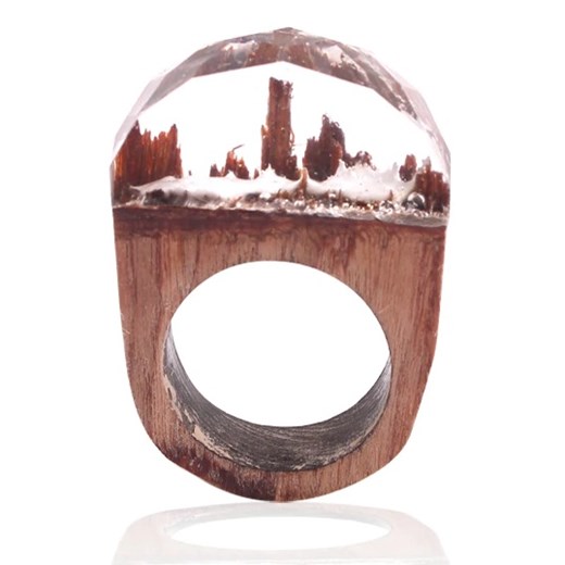 Pierścionek Wood Resin Typ3 - Kryształ/57mm IZMAEL.eu