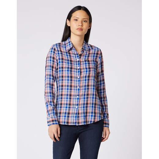Koszula Damska Wrangler Slim Regular Shirt COBALT Blue W5R0OBB09 Wrangler XS okazyjna cena Elwix