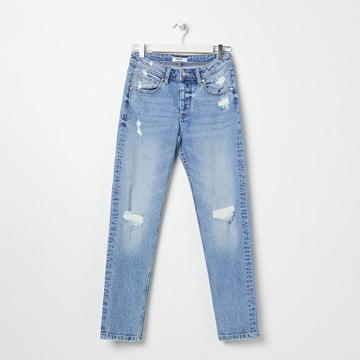 Sinsay - Spodnie jeansowe z przetarciami - Granatowy Sinsay 34 Sinsay