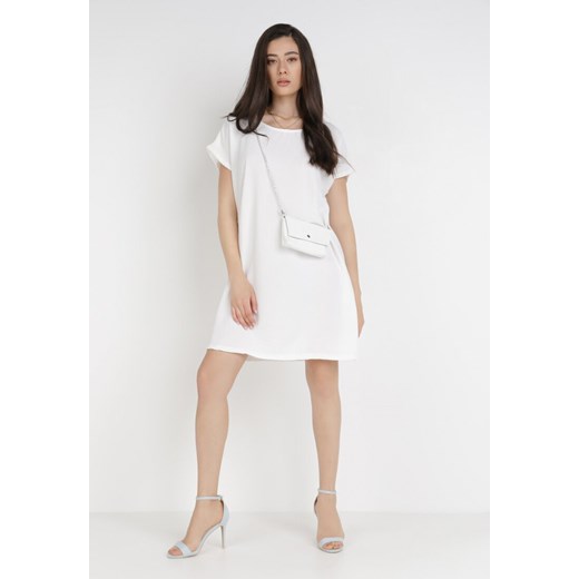 Sukienka Born2be biała mini z krótkimi rękawami 