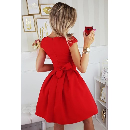 Sukienka w serek elegancka czerwona z tiulu mini 