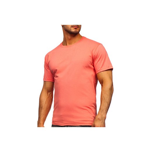 Koralowy T-shirt męski bez nadruku Denley 192397 XL Denley promocja