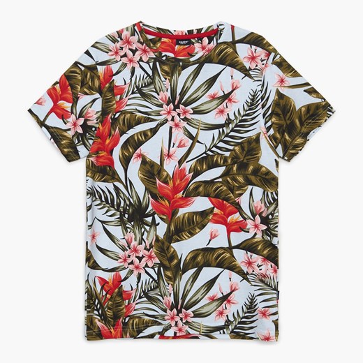 Cropp - Koszulka z nadrukiem all over - Niebieski Cropp S Cropp