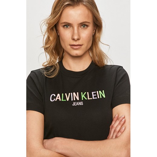 Bluzka damska Calvin Klein z okrągłym dekoltem bawełniana młodzieżowa