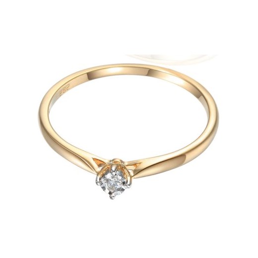 Złoty pierścionek zaręczynowy 585 diamenty Lovrin LOVRIN