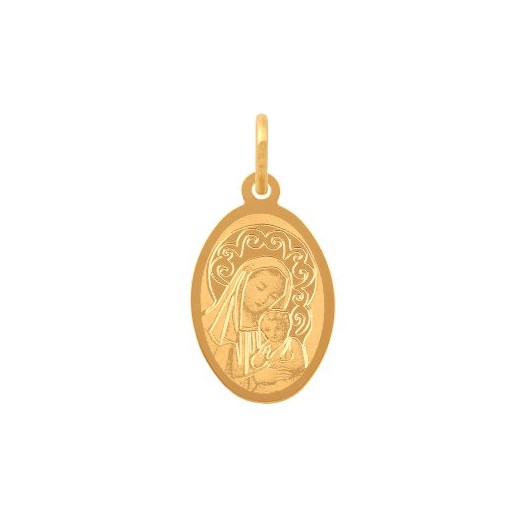 Złoty medalik 585 owalny z Matką Boską i dzieciątkiem 0,60 g Lovrin LOVRIN