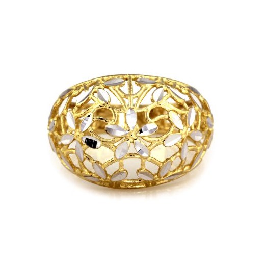 Złoty pierścionek 585 z białym złotem ażurowy 16 Lovrin LOVRIN