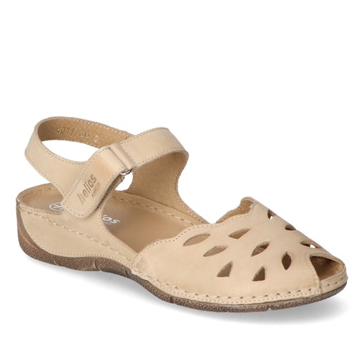 Eleganckie Beżowe Sandały Nubukowe Na Koturnie Helios 4011 J.Beż 13 ze sklepu Arturo-obuwie w kategorii Sandały damskie - zdjęcie 115415354