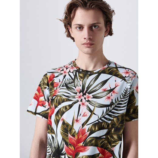 Cropp - Koszulka z nadrukiem all over - Niebieski Cropp S Cropp