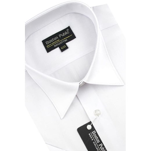 Koszula Męska Boston Public gładka biała z krótkim rękawem K541 Boston Public XS promocja ŚWIAT KOSZUL