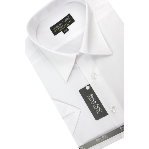 Koszula Męska Boston Public gładka biała z krótkim rękawem K541 Boston Public S okazyjna cena ŚWIAT KOSZUL