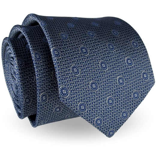 Krawat Męski Elegancki Modny klasyczny granatowy we wzorki G251 Jasman okazyjna cena ŚWIAT KOSZUL