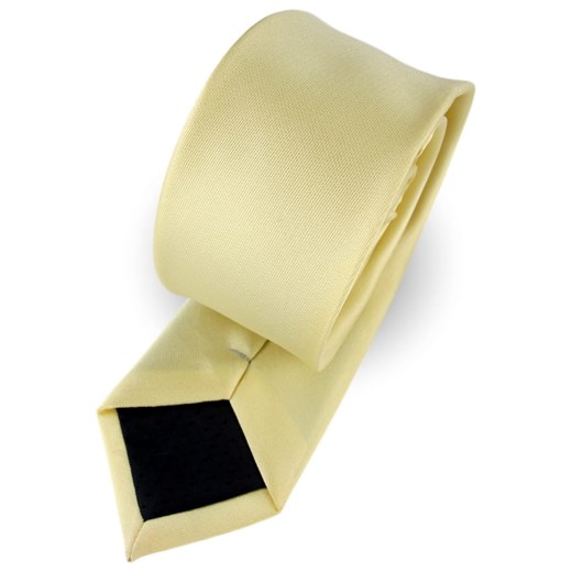 Krawat Męski Elegancki Modny Śledź wąski gładki żółty piaskowy kanarkowy G288 wyprzedaż ŚWIAT KOSZUL