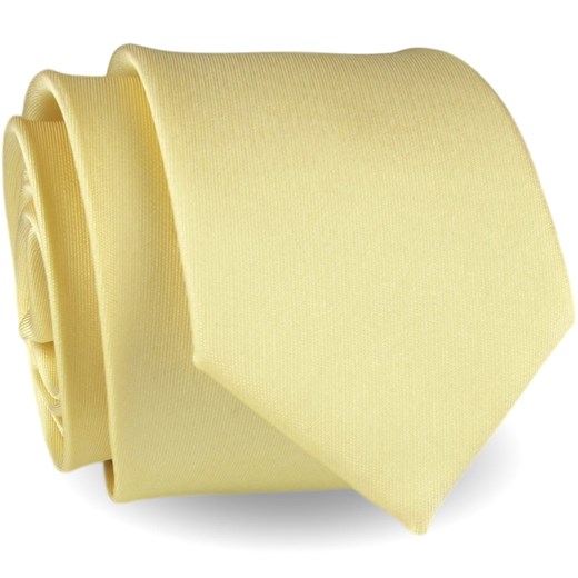 Krawat Męski Elegancki Modny Śledź wąski gładki żółty piaskowy kanarkowy G288 wyprzedaż ŚWIAT KOSZUL