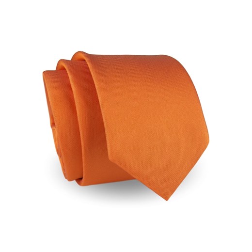 Krawat Męski Elegancki Modny Klasyczny szeroki gładki pomarańczowy z połyskiem G420 Dunpillo promocja ŚWIAT KOSZUL