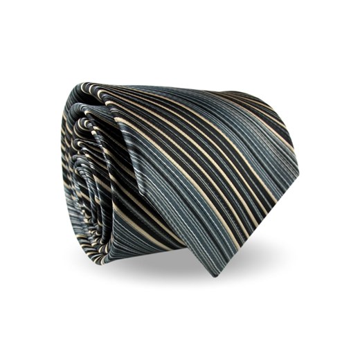 Krawat Męski Elegancki Modny Klasyczny szeroki czarny w paski z połyskiem G559 Dunpillo wyprzedaż ŚWIAT KOSZUL