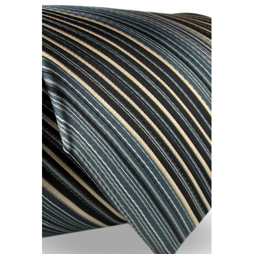 Krawat Męski Elegancki Modny Klasyczny szeroki czarny w paski z połyskiem G559 Dunpillo ŚWIAT KOSZUL promocyjna cena