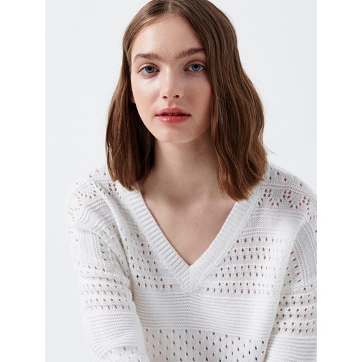 Cropp - Koszulka polo z nadrukiem - Biały Cropp S Cropp