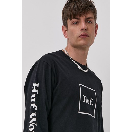 Huf t-shirt męski w stylu młodzieżowym czarny 