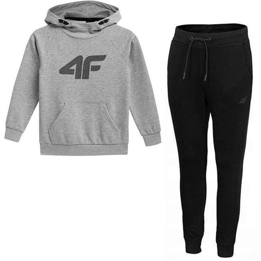 Dres chłopięcy HJL21 JBLM002A + JSPMD001 4F (chłodny jasny szary melanż/głęboka czerń) 140cm wyprzedaż SPORT-SHOP.pl