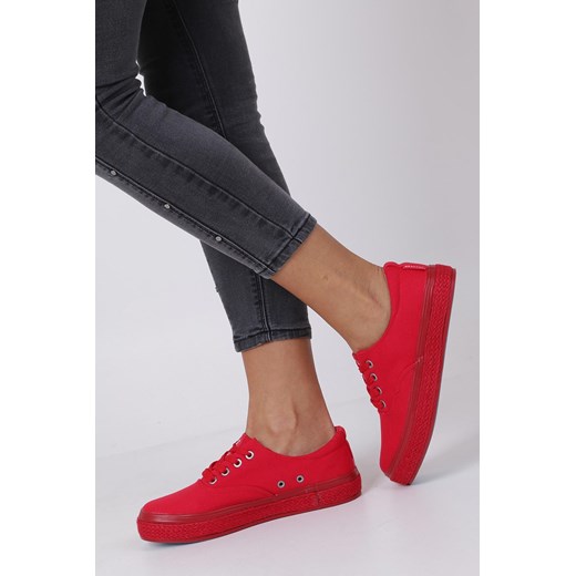 Czerwone trampki espadryle sznurowane Big Star DD274639 wyprzedaż Casu.pl