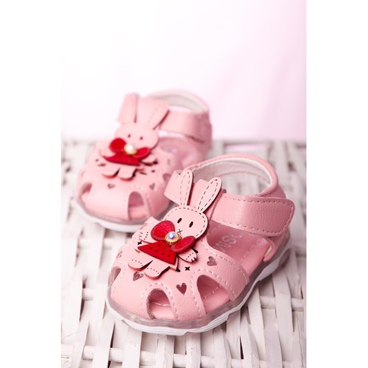 Różowe sandały niemowlęce niechodki na rzep z króliczkami Casu X806A Casu Casu.pl