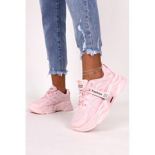 Różowe sneakersy na platformie buty sportowe sznurowane Casu 21F1/P Casu promocja Casu.pl