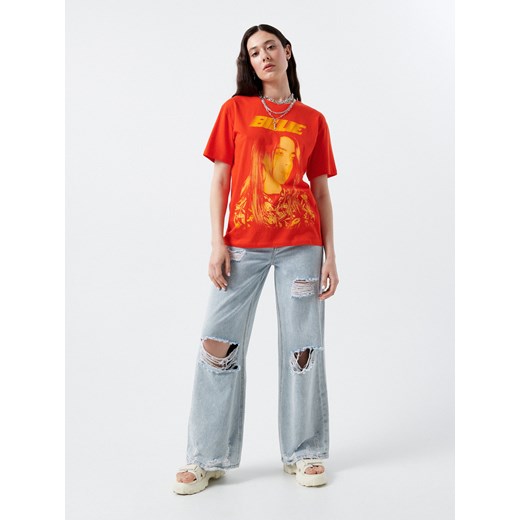 Cropp - Koszulka z nadrukiem Billie Eilish - Czerwony Cropp M Cropp
