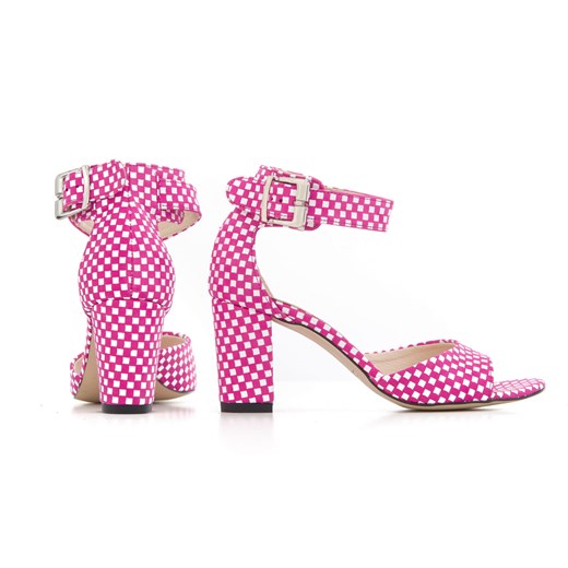 Sandały damskie różowe Zapato bez zapięcia w abstrakcyjnym wzorze letnie skórzane eleganckie 