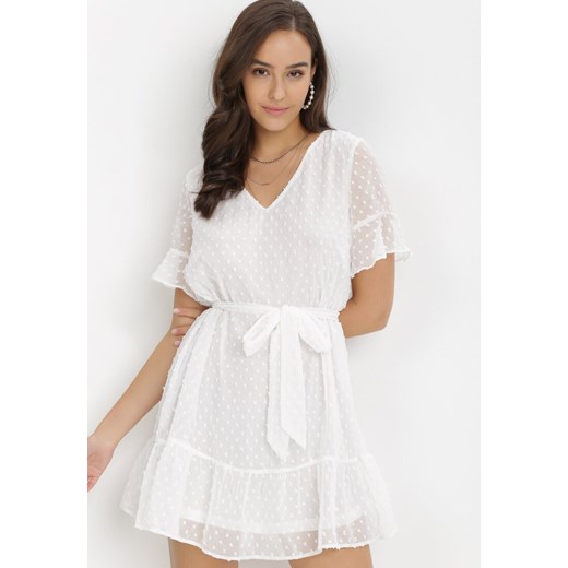 Biała Sukienka Acalopei ze sklepu Born2be Odzież w kategorii Sukienki - zdjęcie 115840963