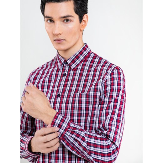 Koszula męska BIG STAR fioletowa w kratkę casual 