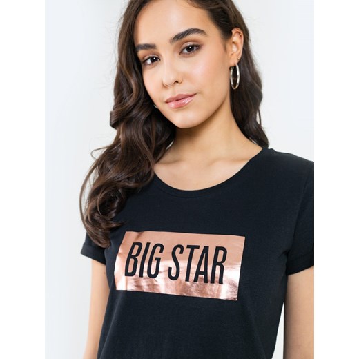 Bluzka damska BIG STAR z aplikacjami  z okrągłym dekoltem młodzieżowa z krótkimi rękawami 