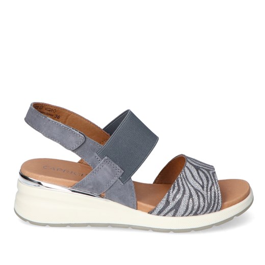 Stylowe Szare Sandały Caprice Na Koturnie Caprice 9-28306-26/849 Jeans Metalic Caprice Arturo-obuwie