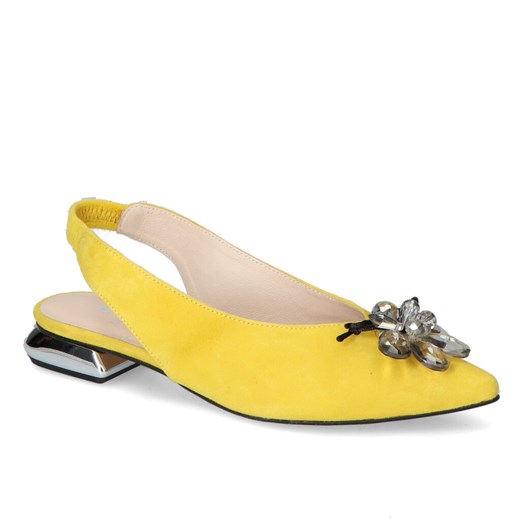 Eleganckie Żółte Baleriny Laura Messi Zamszowe Laura Messi 2130/248 Żółte ze sklepu Arturo-obuwie w kategorii Balerinki - zdjęcie 115858380