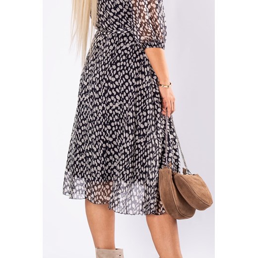 Sukienka Ptakmoda.com kopertowa z długim rękawem midi