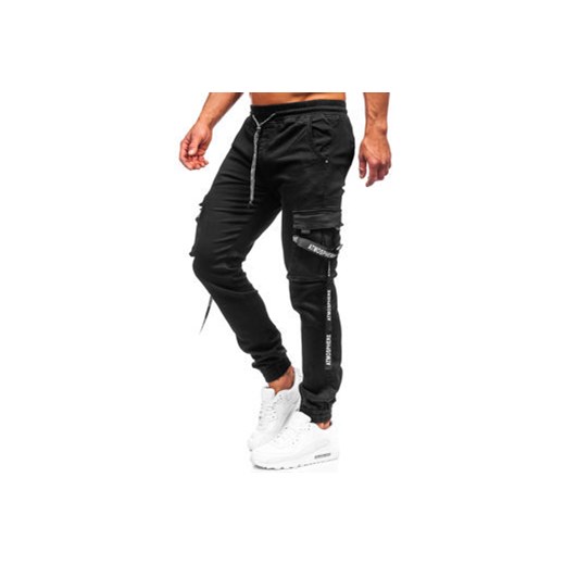 Czarne spodnie joggery bojówki męskie Denley KA1056-13 30/S wyprzedaż Denley