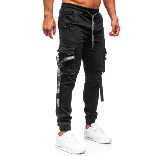 Czarne spodnie joggery bojówki męskie Denley KA1056-13 33/L okazja Denley