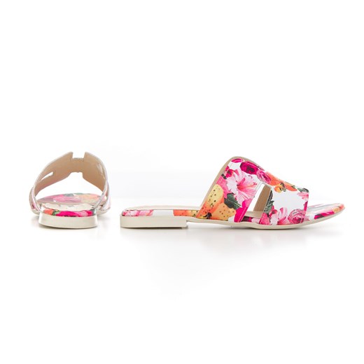 damskie klapki na miękkiej podeszwie - skóra naturalna - model 371 - kolor różowe kwiaty Zapato 39 zapato.com.pl