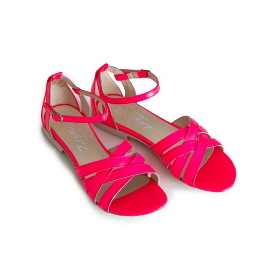 sandały na miękkiej podeszwie - skóra naturalna - model 370 - kolor różowy neon Zapato 40 zapato.com.pl