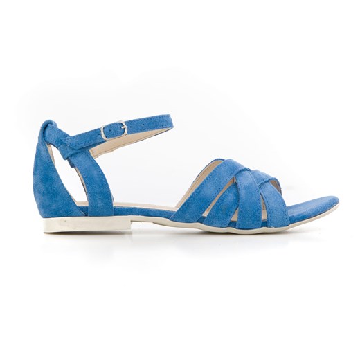sandały na miękkiej podeszwie - skóra naturalna - model 370 - kolor niebieski welur Zapato 39 zapato.com.pl