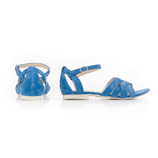 sandały na miękkiej podeszwie - skóra naturalna - model 370 - kolor niebieski welur Zapato 38 zapato.com.pl