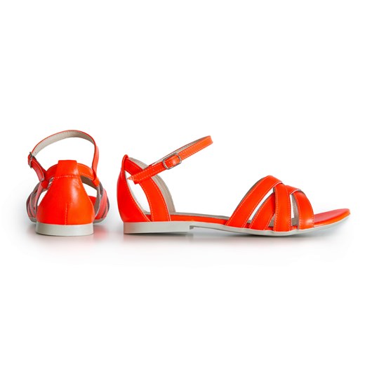 sandały na miękkiej podeszwie - skóra naturalna - model 370 - kolor pomarańczowy neon Zapato 38 zapato.com.pl