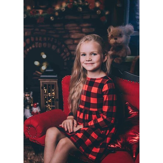 Sukienka Dla Dziewczynki w kratkę z kokardą - Christmas Collection 86-92 cm Vanilove