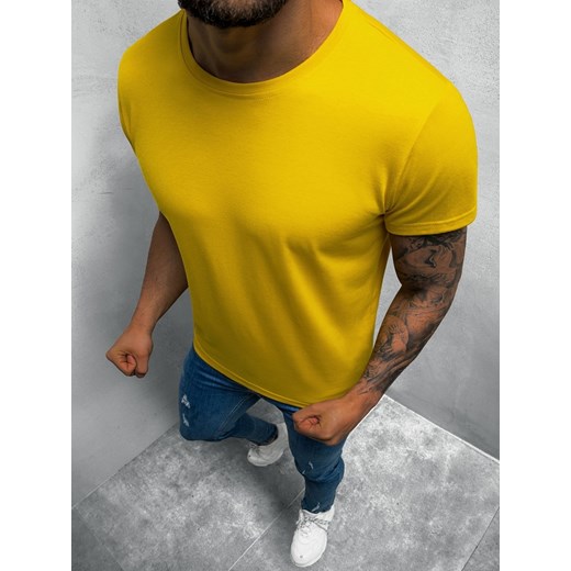 T-shirt męski bez nadruku żółty/2 OZONEE JS/712005/90 ze sklepu ozonee.pl w kategorii T-shirty męskie - zdjęcie 116004722