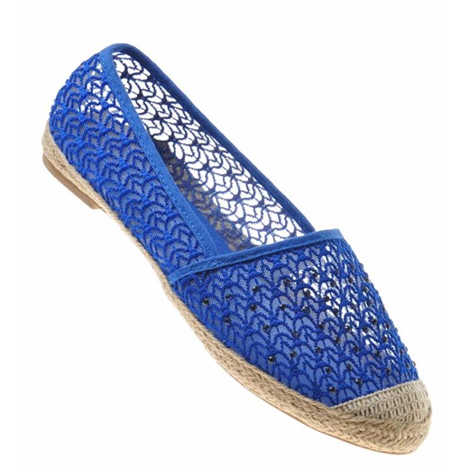 Espadryle damskie Pantofelek24 bez zapięcia na płaskiej podeszwie koronkowe