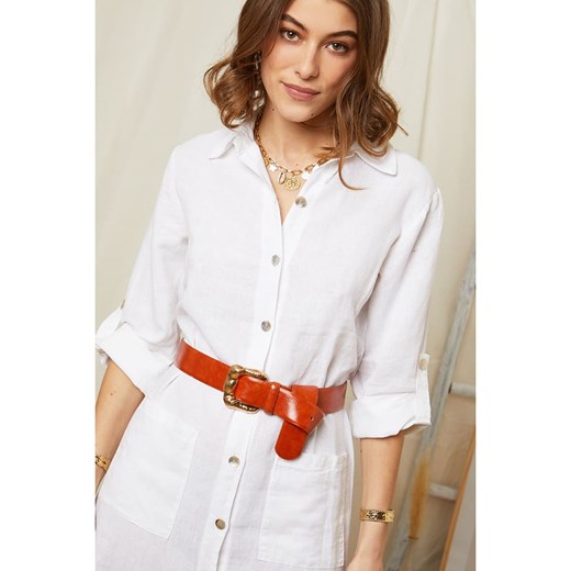 Lniana sukienka w kolorze białym Rodier Lin M/L okazyjna cena Limango Polska