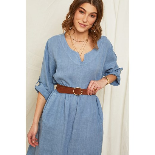 Sukienka Rodier Lin z długim rękawem lniana 