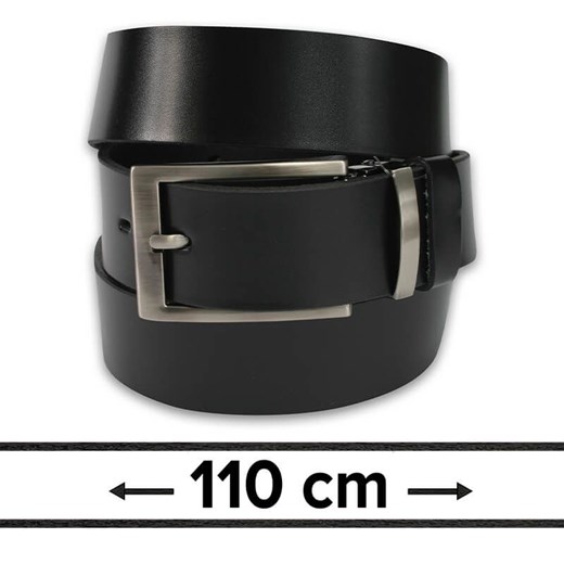 Pasek do Spodni, Czarny 110 cm, Skórzany, Elegancki, Męski, Możliwość Skrócenia -ZET PSZET0001czarny110 ze sklepu JegoSzafa.pl w kategorii Paski męskie - zdjęcie 116119692